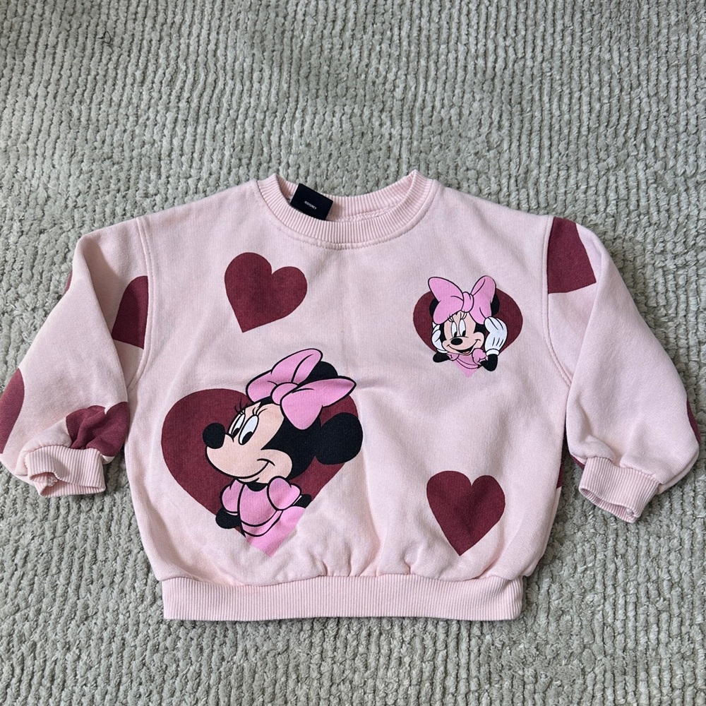 Zara Kids Pink Minnie Mouse Heart Sweatshirt